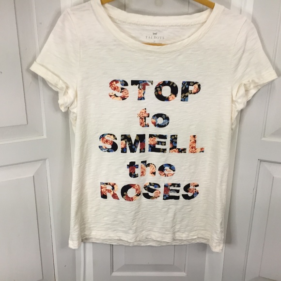 Talbots Stop to Smell the Roses Cotton Tee - Picture 2 of 15